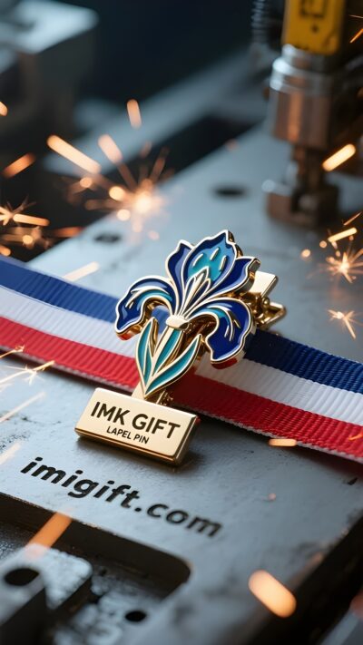 in997-Pince-à-cravate-Iris-la-médaille-immortelle-de-l-39-esprit-français